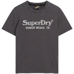 Superdryvoor vrouwen. W1011403A Relaxed fit T-shirt met gemetalliseerde afwerking Venue wit (XS), Casual, Katoen, Korte mouwen