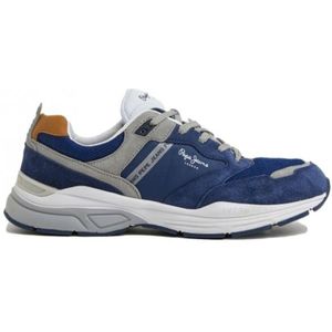 Pepe Jeansvoor mannen. PMS30936 Gecombineerde leren sportschoenen Dave Urban blauw (41), Plat, Veters, Casual