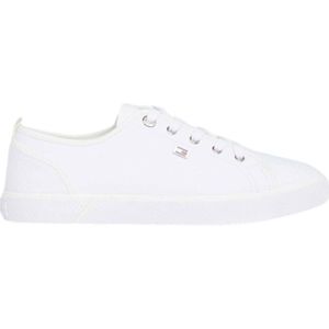 Tommy Hilfigervoor vrouwen. FW0FW08063 Canvas sportschoenen wit (42), Stof, Plat, Veters, Casual