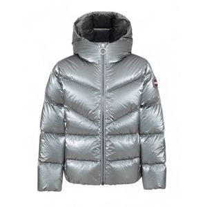 Colmarvoor vrouwen/meisjes. 3446 Zilverkleurig donsjack met metallic effect (16años= 172cm), Casual, Polyamide, Lange mouwen, kinderkleding