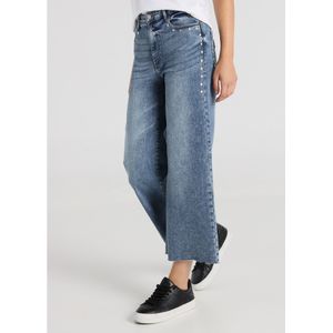 Lois Jeansvoor vrouwen. 208042644 Jeans raw edge gesneden met blauwe klinknagels (27), Casual, Katoen, Denim