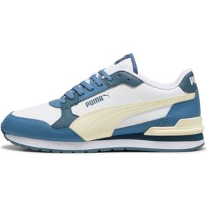 Pumaunisex. 39906803 Leren sportschoenen St Runner V4 L wit, blauw (46), Leer, Plat, Veters, Casual