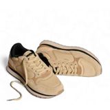 Hoff - Trieste - Sneakers - Kaki - Zwarte Leren Hak - Memory Foam Binnenzool