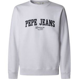 Pepe Jeansvoor mannen. PM582826 Derril Crew Sweatshirt wit (L), Casual, Katoen
