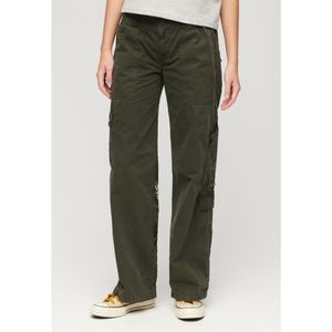 Superdryvoor vrouwen. W7011075A Cargo broek met lage taille en groen borduursel (30), Casual, Katoen