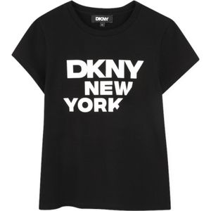 DKNYunisex voor kinderen. D62304 Zwart T-shirt met korte mouwen (8años= 126cm), Casual, Biologisch katoen, Duurzaam, kinderkleding