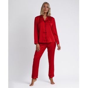 Admasvoor vrouwen. 54156-0-000331 Pyjama Lange Mouw Open Klassiek rood (S), Casual, Polyester, Lange mouwen