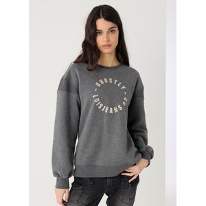 Lois Jeansvoor vrouwen. 464592561 Sweater zonder capuchon met grijze ritssluiting aan de achterkant (S), Casual, Grijs, Katoen