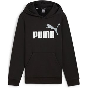 Pumavoor jongens. 58698760 Essentials+ Tweekleurige Big Logo Hoodie zwart (14años= 164cm), Casual, Katoen, Lange mouwen, kinderkleding