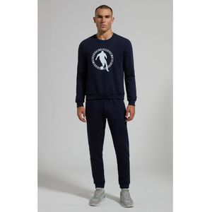 Bikkembergsvoor mannen. BMF0466 Sportieve set met rond logo navy (M), Casual, Sportief, Katoen, Meerdere sporten, Marineblauw