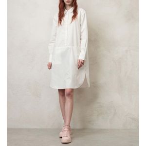 Blauer - Katoenen Poplin Jurk - Wit - Twee Zakken - Lange Mouwen