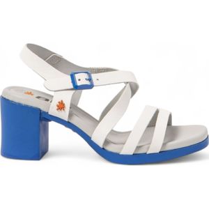 Artvoor vrouwen. 1184012WL003_017 Witte leren Cannes sandalen -Hoogte hak 7,5cm (41), Leer, 5 tot 8 cm, Klittenband, Casual