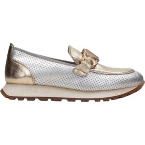 Hispanitasvoor vrouwen. HV243432 Sport Loira leren mocassins zilver (39), Leer, Plat, Geen, Casual