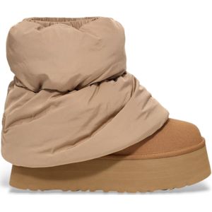 UGGvoor vrouwen. 1158275 Classic Mini Dipper Puffer leren enkellaarsjes bruin (41), Leer, Plat, Geen, Casual