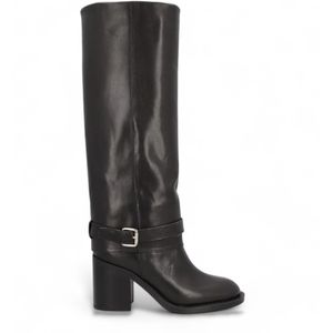 Alpe - 528417 Selena - Leren Laarzen - Zwart - Hakhoogte 7,5 cm - Casual