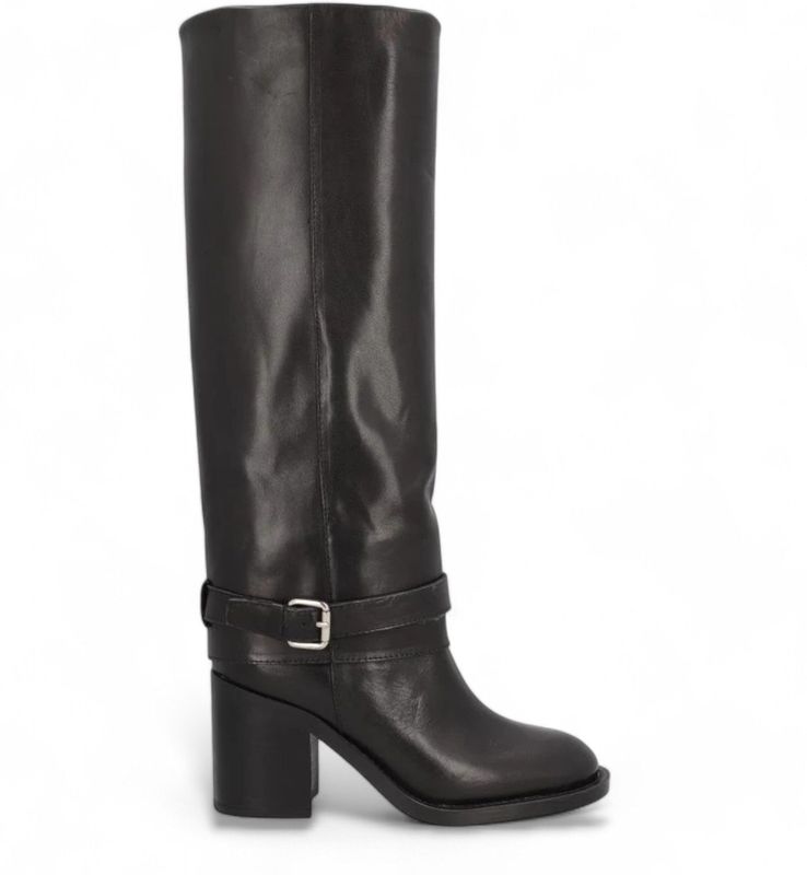 Alpe - 528417 Selena - Leren Laarzen - Zwart - Hakhoogte 7,5 cm - Casual