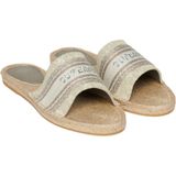 Superdry - Canvas Espadrille Overlay Slider - Zwart - Linnen - Rubberen Zool