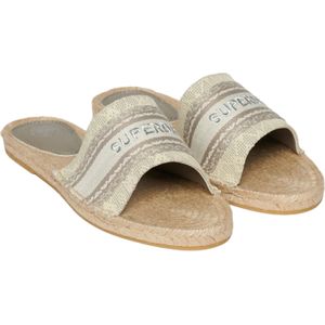 Superdry - Canvas Espadrille Overlay Slider - Zwart - Linnen - Rubberen Zool