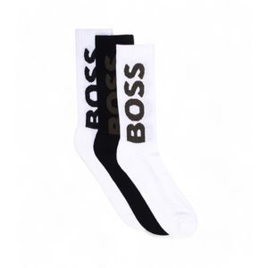 BOSS - Kwart Hoge Sokken - Zwart/Wit - Katoen - Comfortabele Boorden