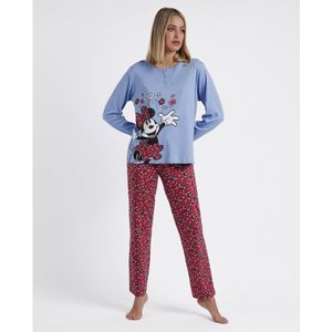 Disneyvoor vrouwen. 60560-0-000204 Pyjama Lange Mouw Top Minnie Grow blauw (S), Homewear, Katoen, Lange mouwen