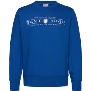 Gantvoor mannen. 2044016 Grafisch crew neck sweatshirt blauw (S), Casual, Katoen