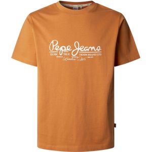 Pepe Jeansvoor mannen. PM509769 Dumas oranje T-shirt (L), Casual, Katoen, Korte mouwen, Duurzaam
