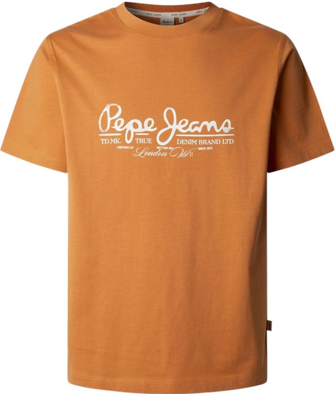 Pepe Jeansvoor mannen. PM509769 Dumas oranje T-shirt (L), Casual, Katoen, Korte mouwen, Duurzaam