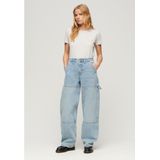 Superdryvoor vrouwen. W7011067A Carpenter blauwe jeans met middelhoge taille (28/30), Casual, Katoen, Denim