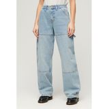 Superdryvoor vrouwen. W7011067A Carpenter blauwe jeans met middelhoge taille (28/30), Casual, Katoen, Denim