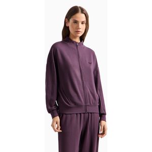 Emporio Armanivoor vrouwen. 164891_4F264 Viscose full zip home sweatshirt met geborduurde micro-arend lila (XS), Homewear