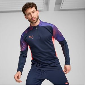 Pumavoor mannen. 65950601 Singletshirt 1/4 marine (XXL), Sportief, Meerdere sporten, Polyester, Lange mouwen, Marineblauw