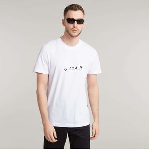 G-Starvoor mannen. D25693-336-110 Handschrift T-shirt met rugprint wit (XXL), Casual, Korte mouwen, Biologisch katoen, Duurzaam