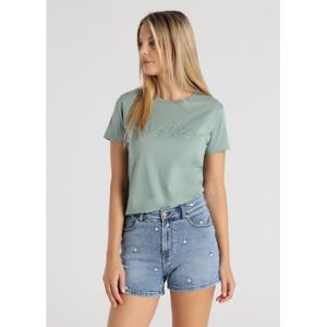 Lois Jeansvoor vrouwen. 217452641 Geborduurde denim shorts met blauwe vrijheid (26), Casual, Katoen