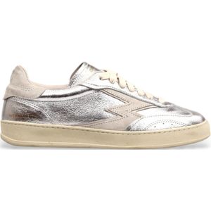 MOA Conceptvoor vrouwen. MG578CO Zilveren Club Leren Sneakers (36), Leer, Plat, Veters, Casual