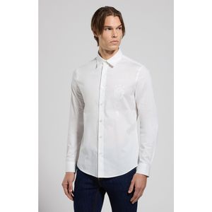 Bikkembergsvoor mannen. BMS0783 Slank overhemd wit (L), Casual, Katoen, Lange mouwen