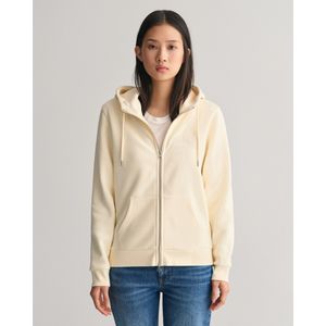 Gantvoor vrouwen. 4200671 Hoodie met rits Tonaal schild geel (L), Casual, Katoen, Lange mouwen