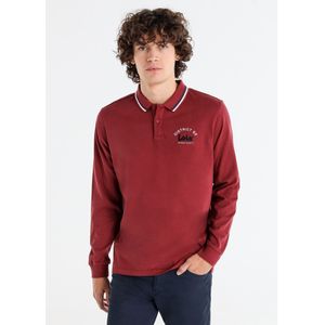 Lois Jeansvoor mannen. 132793002 Poloshirt met rode afbeeldingen (S), Rood, Casual, Katoen, Lange mouwen