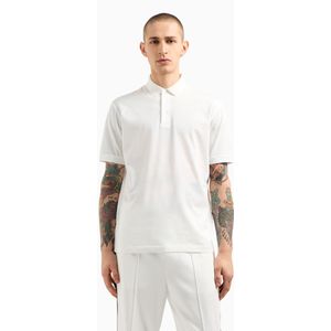 Poloshirt - Wit - Katoen - Korte Mouwen - Knoopsluiting met Gouden Logoprint