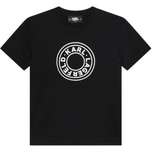 Karl Lagerfeldunisex voor kinderen. Z30235 T-shirt M.c. zwart (12Años= 150cm), Casual, Katoen, Korte mouwen, kinderkleding