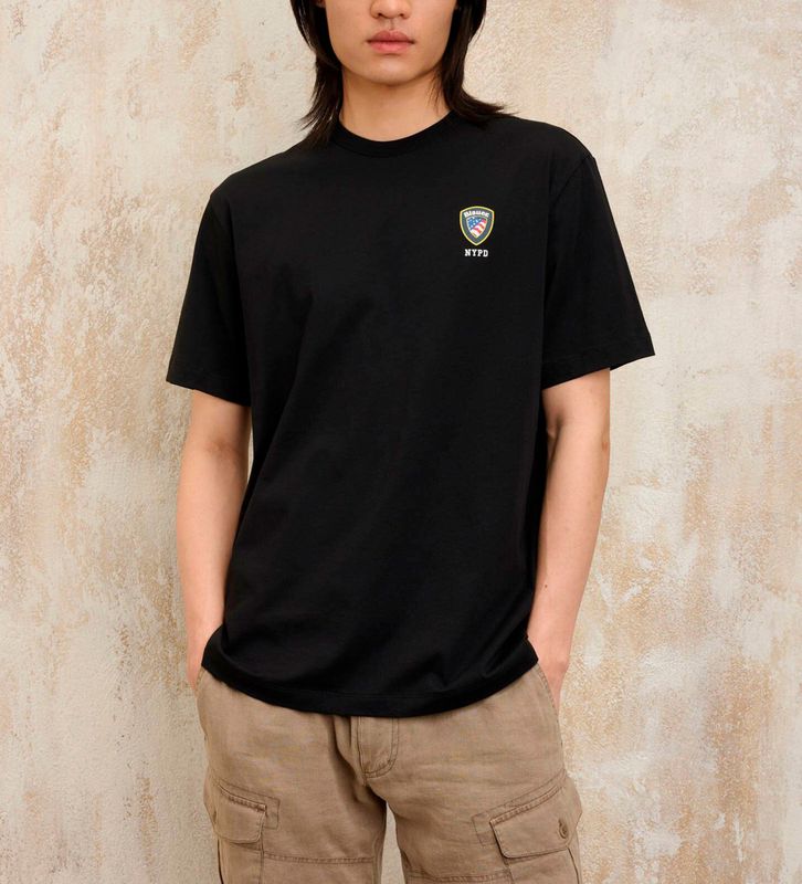 Blauervoor mannen. 25SBLUH02196 NYPD Irving Roze T-Shirt (S), Casual, Katoen, Korte mouwen