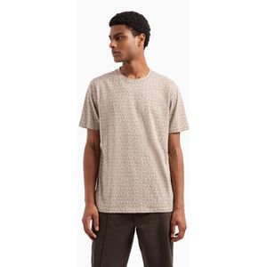 Armani Exchangevoor mannen. 6DZTJAZJH4Z5706 Regular fit katoenen T-shirt Monogram all-over katoen ASV beige (XS), Casual, Korte mouwen