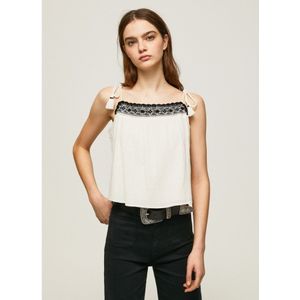 Pepe Jeansvoor vrouwen. PL304443 Top Beni wit (L), Casual, Katoen, Mouwloos / spaghettibandjes, Duurzaam