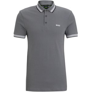 BOSSvoor mannen. 50469055 Slim Fit Poloshirt grijs (L), Casual, Katoen, Korte mouwen