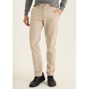 Bendorffvoor mannen. 800105382 Slim Fit Chino Broek - Medium Taille met beige ruitpatroon (33), Casual, Katoen, Klassiek