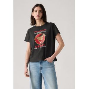 Levi'svoor vrouwen. A8804-0050 Grafisch Boxy T-shirt (S), Beige, Casual, Katoen, Korte mouwen