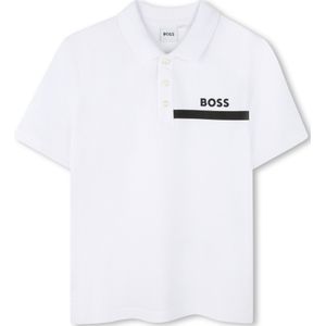 BOSSvoor jongens. J52243 Witte polo met korte mouwen (13/14años= 157/162cm), Casual, Katoen, kinderkleding