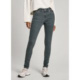 Pepe Jeans - Jeans - Donkergrijs - Slimfit - Mid Waist - Lang