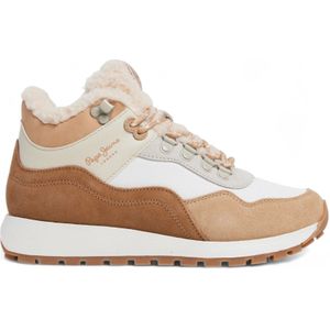 Pepe Jeansvoor vrouwen. PLS60018 Dean Curve beige leren sportschoenen (39), Plat, Veters, Casual