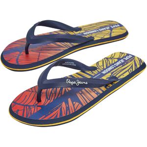 Pepe Jeansvoor mannen. PMS70153 Whale Palm teenslippers marine (43), Plat, Geen, Strandkleding, Duurzaam, Marineblauw