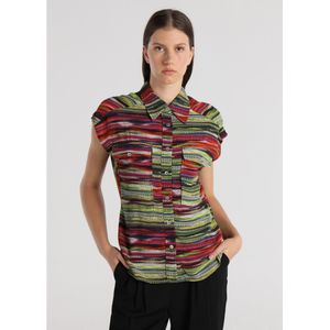 Victorio & Lucchino, V&Lvoor vrouwen. 330268110 Bedrukt overhemd met veelkleurige zakken met knopen (XS), Casual, Viscose, Korte mouwen